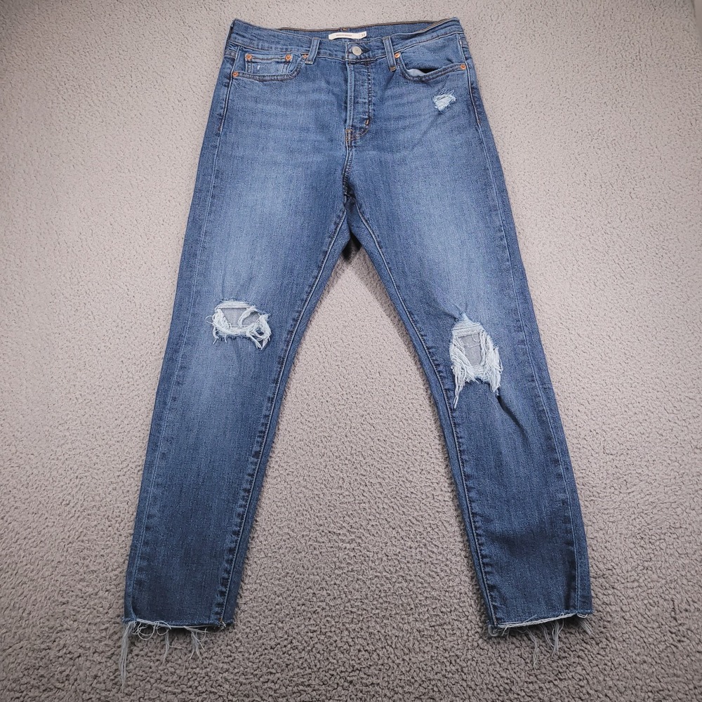 LEVIS Jeans Size 31 Wedgie Skinny Distressed High Rise Medium Wash Denim